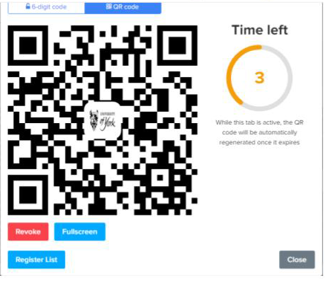 Screenshot showing QR code and timer showing 3 seconds left